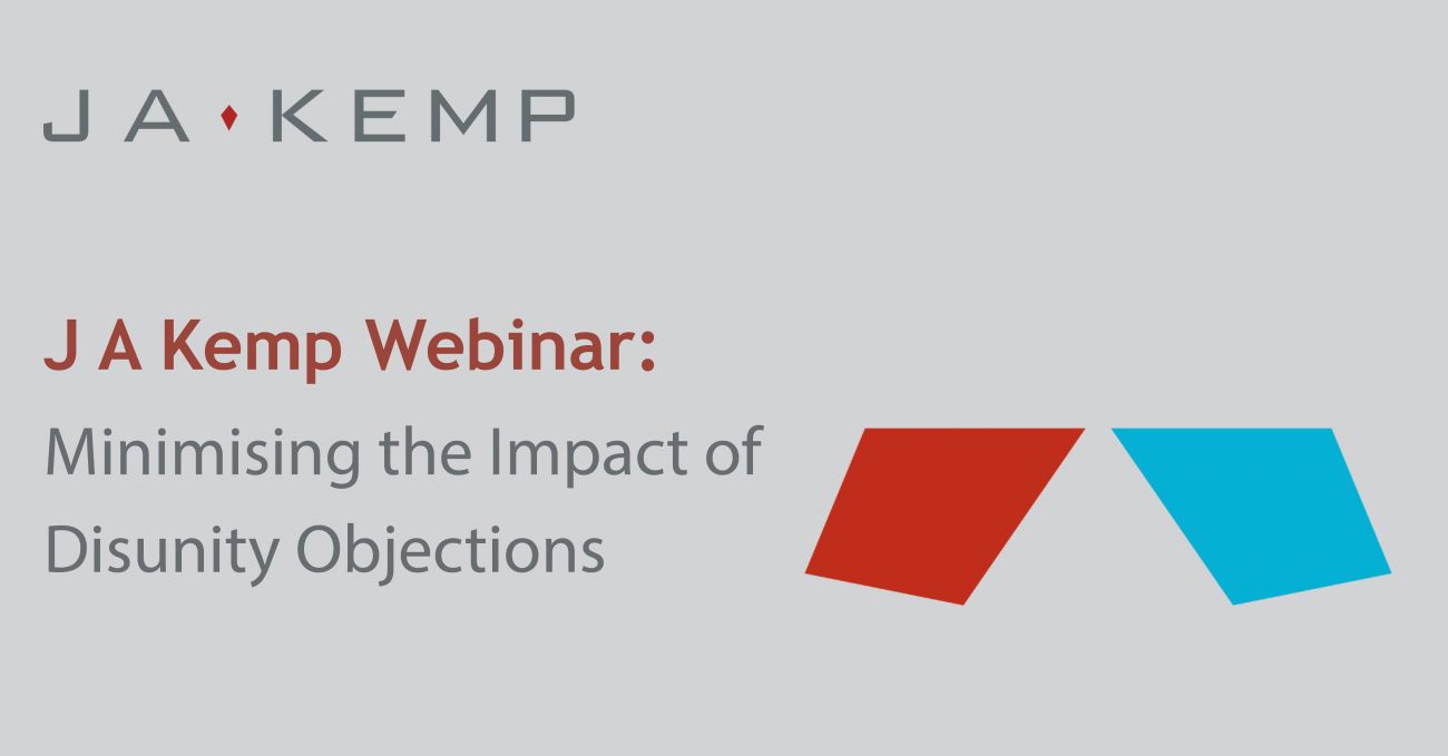 J A Kemp Webinar: Minimising the Impact of Disunity Objections